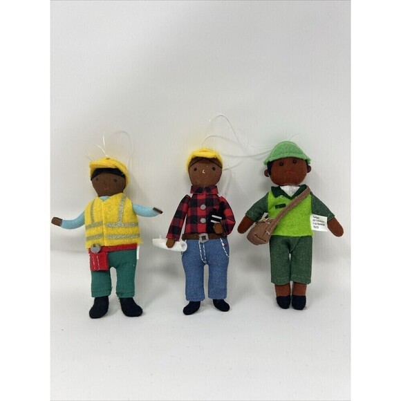 Felt Plush Christmas Ornaments 6-7" Dressed plush Felt 3 Unique Ornaments Career - Picture 1 of 6